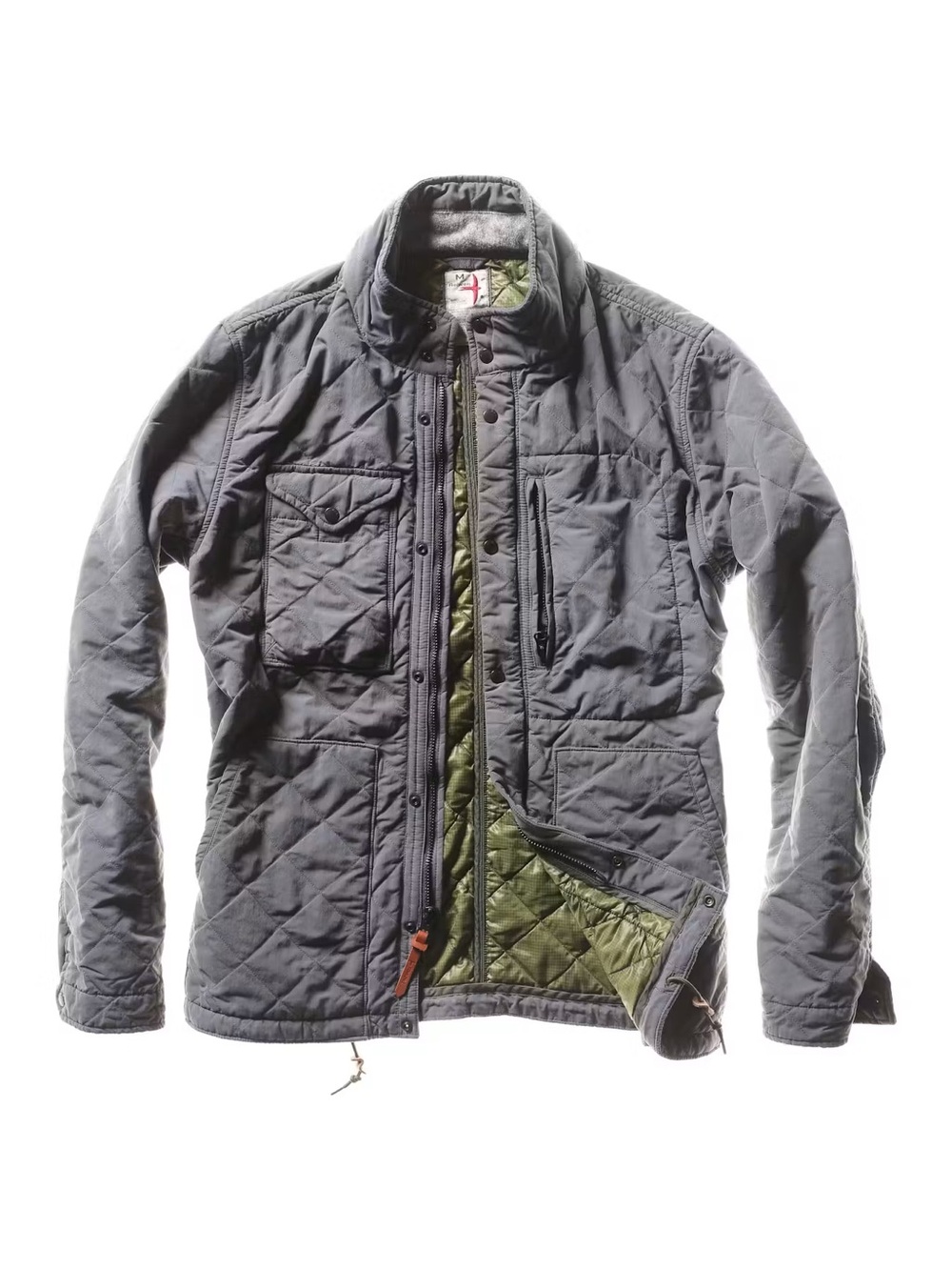 Men's Quilted Gray Jacket with Olive Lining